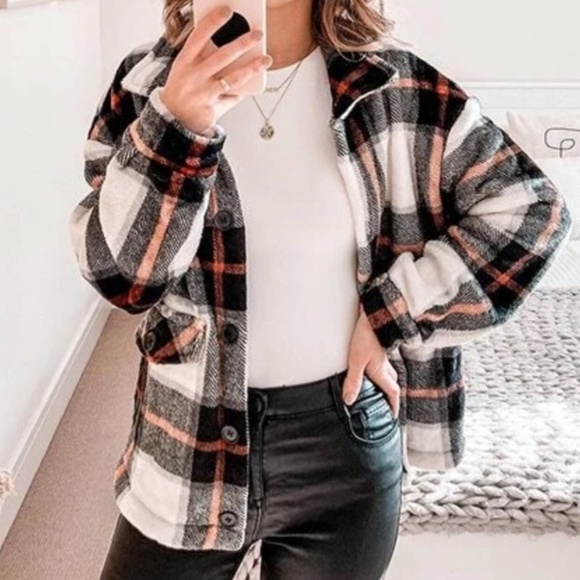 Cozy Plaid Boyfriend Jacket Oversized Shacket - Picture 4 of 11
